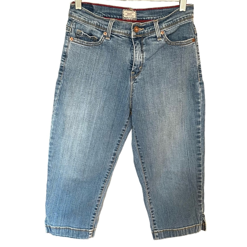LEVI’S Perfectly Slimming 512 Capris High-Rise Blue Denim Stretch Size 6